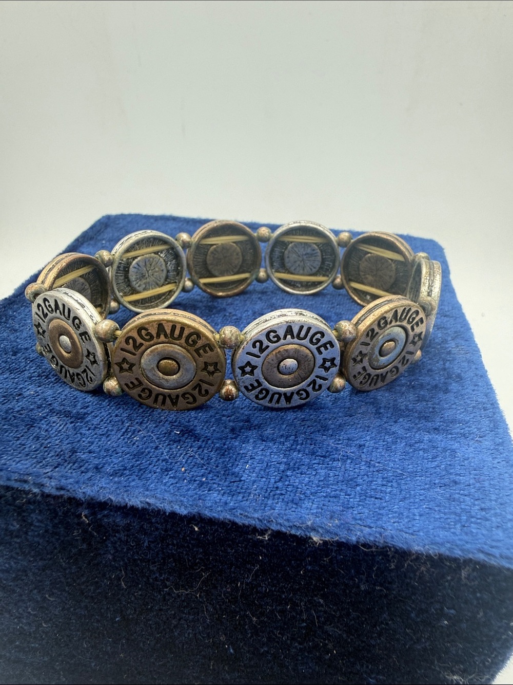 Women’s 12 Gauge Bullet Shell Stretch Bracelet Silver/Bronze western jewelry